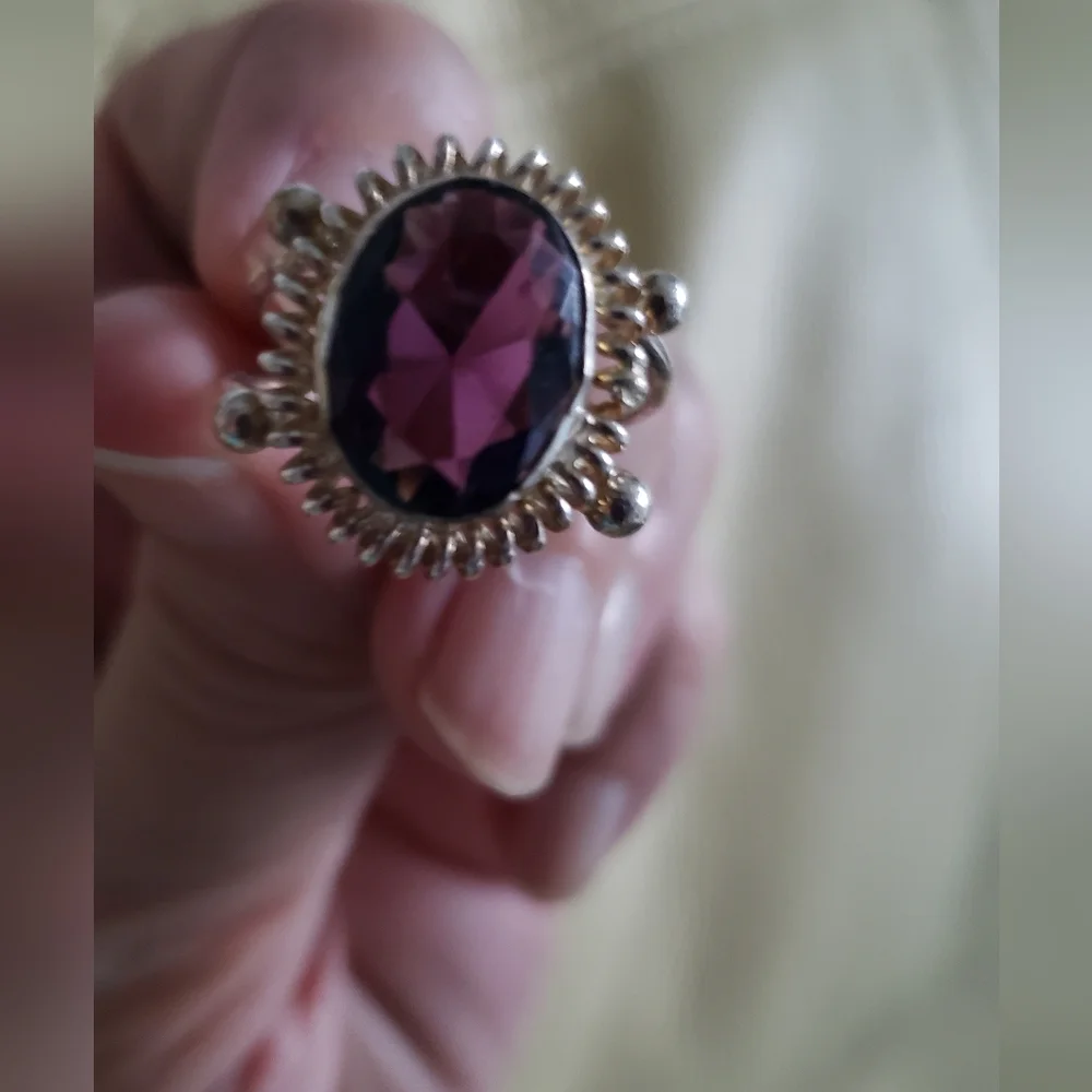 NWOT, SZ 9 Amethyst & Silver Ring, Handmade, Deep Purple, Beautiful Silver Work